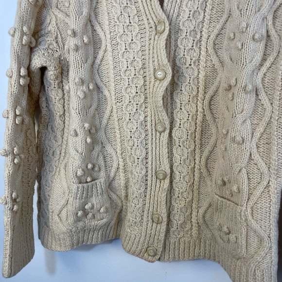100% new wool hand knitted in Ireland button down cardigan sweater size m/l - Picture 4 of 13